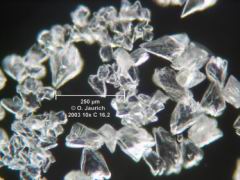 Calcitausfällung auf Brunnenwasser, Objektiv 10x, Brennweite 16,2 mm_DF